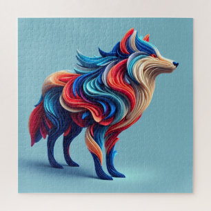 Puzzle Loup abstrait multicolore