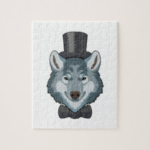 Puzzle Loup en marié avec nœud papillon