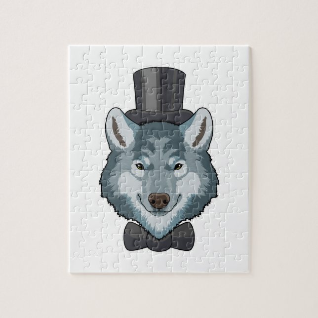 Puzzle Loup en marié avec nœud papillon (Vertical)