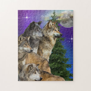 Puzzle loup et Lune