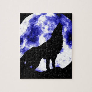 Puzzle Loup hurlant à la lune