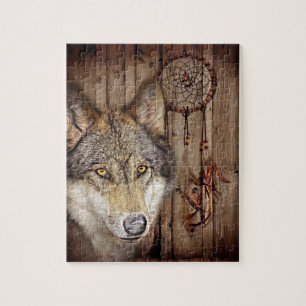 Puzzle Loup indien indigène de receveur rêveur occidental