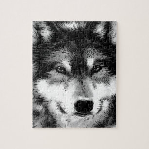 Puzzle Loup noir et blanc