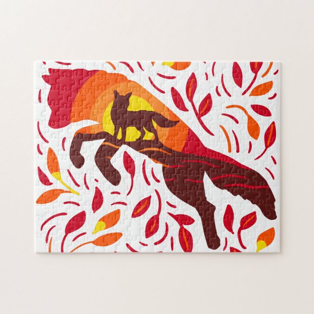 Puzzle Loup sauvage Renard Automne Couleurs d'automne Ani (Horizontal)