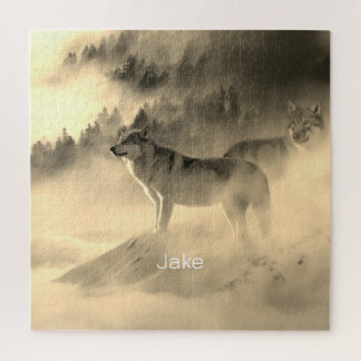 Puzzle loups au lever du soleil