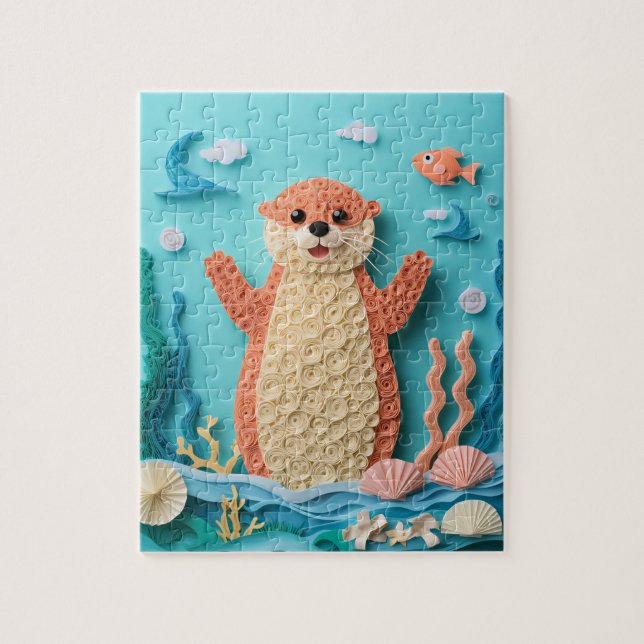 Puzzle Loutre de mer en papier Splash Art (Vertical)