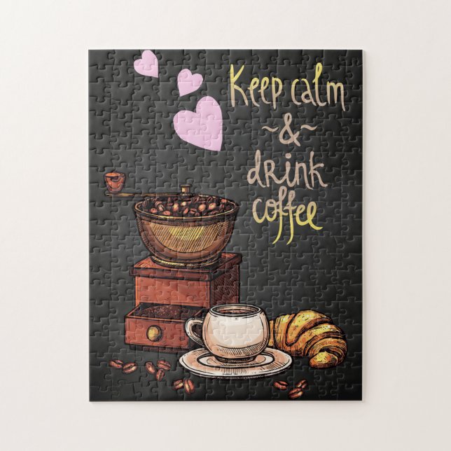 Puzzle Louveur De Café Restez Calme Et Boire Café (Vertical)