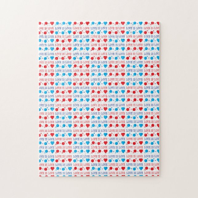 Puzzle LOVE est une citation LOVE en rouge et bleu (Vertical)