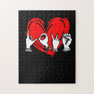 Puzzle Love Sign Language Heart ASL Saint Valentin Cadeau