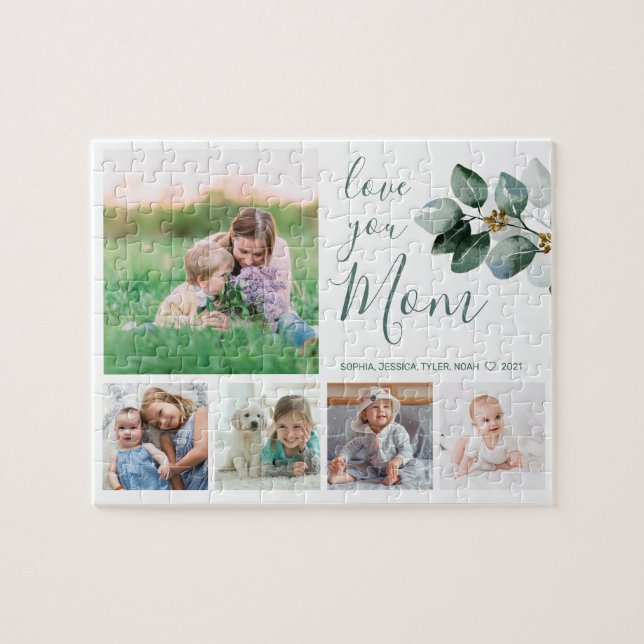 Puzzle Love You Mom Family Photo Collage Eucalyptus (Horizontal)