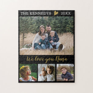 Puzzle Love You Nana 4 Family Photo Collage Black
