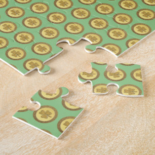 Puzzle Lucky Irish Shamrock Gold Coin
