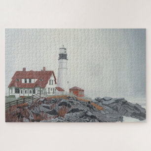 Puzzle Lumière de tête Portland dans le brouillard 1014pc