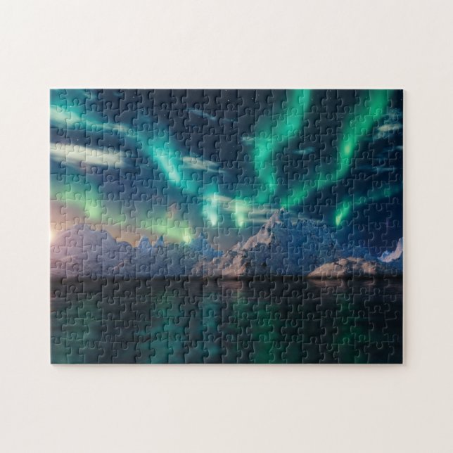 Puzzle Lumières du Nord sur l'eau | Aurora Borealis (Horizontal)