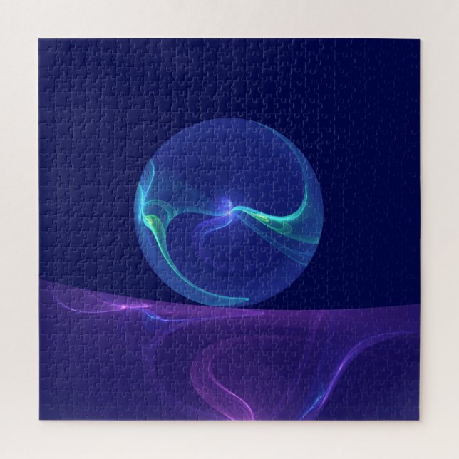 Puzzle Lumineuse Bleu Violet Rêve Abstrait Fractal Art (Vertical)