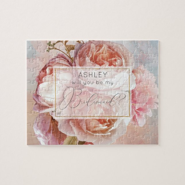 Puzzle LUMINEUSE ROSE Élégante demoiselle Florale moderne (Horizontal)