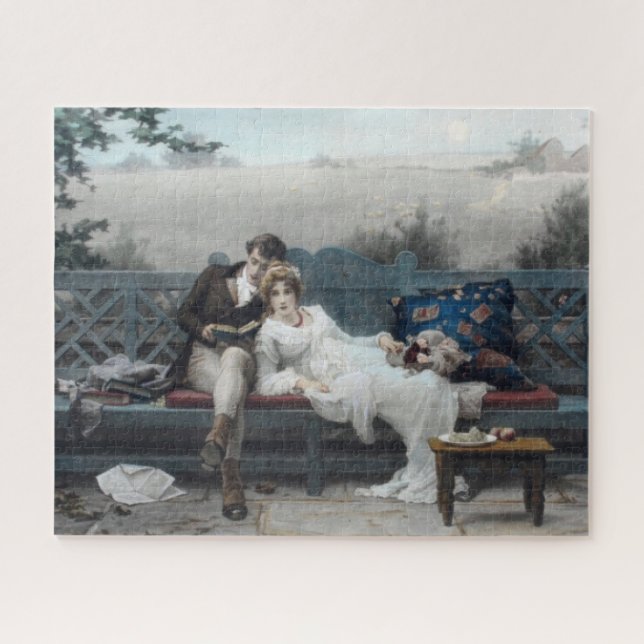 Puzzle Lune de miel (Mariée et salle sur un banc) (Horizontal)