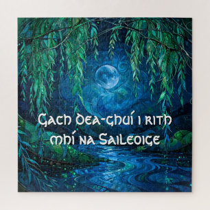 Puzzle Lune de Saule Saille Rivière Coulante Nuit Celtiqu