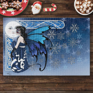 Puzzle Lune d'hiver celtique Fée bleue Flocons de neige F