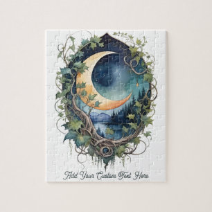 Puzzle Lune Mystique & Vignes Nuit Ciel Texte Personnalis