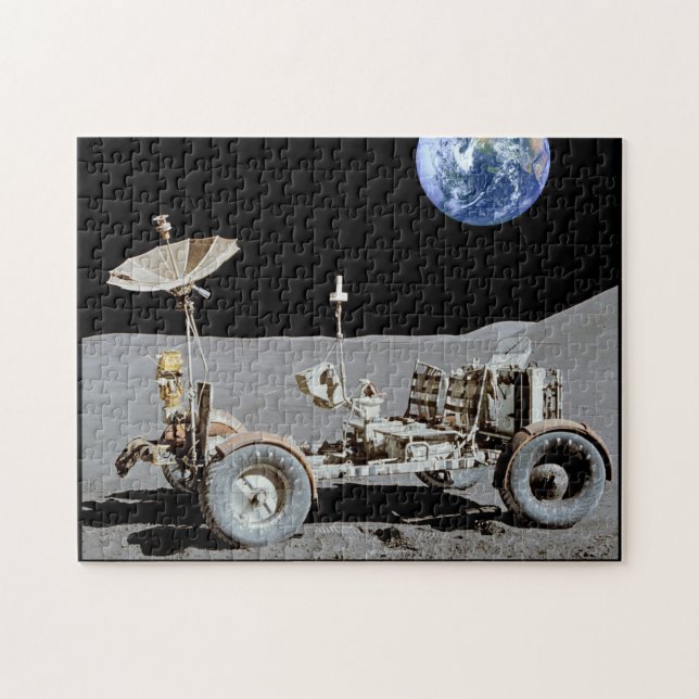Puzzle Lune Rover Avec Terre Ajoutée À L'Arrière - plan (Horizontal)