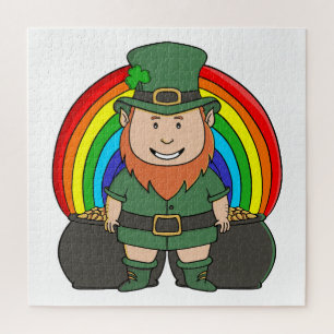 Puzzle Lutrin chanceux avec pot d'or arc-en-ciel