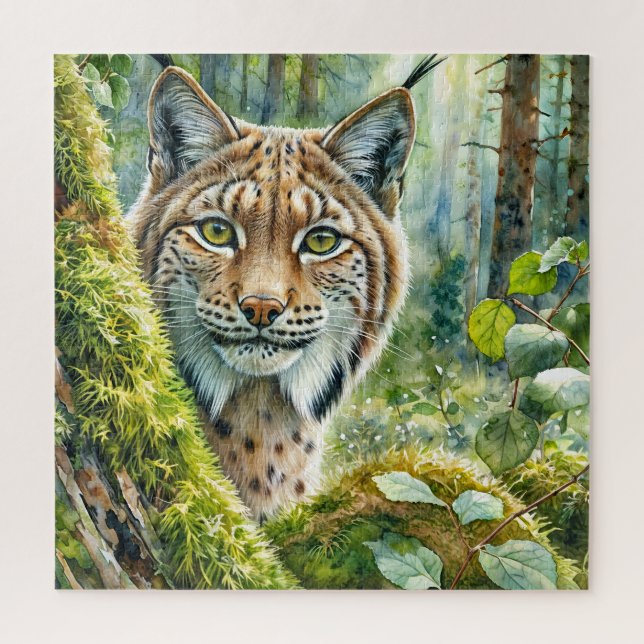Puzzle Lynx dans la forêt verte luxuriante (Vertical)