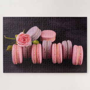 Puzzle Macarons rose violet Fleur Rose Douceur alimentair