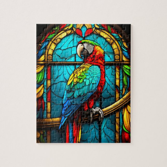 Puzzle Macaw en verre tendu (Vertical)