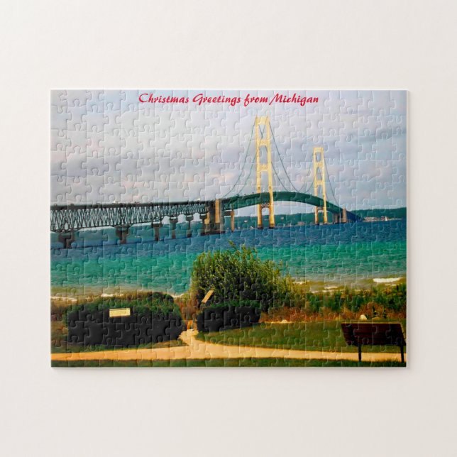 Puzzle Mackinac Bridge Michigan. (Horizontal)