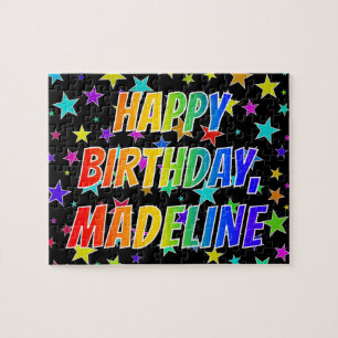 Puzzle "MADELINE" Prénom, amusant "HEUREUX ANNIVERSAIRE"
