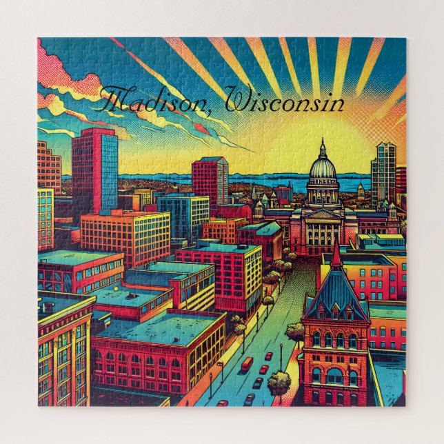 Puzzle Madison, Wisconsin City Skyline au Sunset (Vertical)