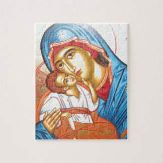 Puzzle Madonna avec de l'or religieux bizantin d'icône de