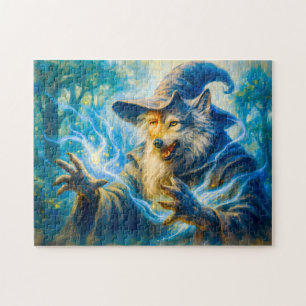 Puzzle Mage se transformant en loup dans un style à l'hui