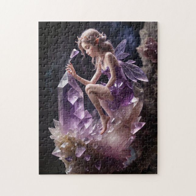 Puzzle Magical Fairy Purple Amethyst Crystals  (Vertical)