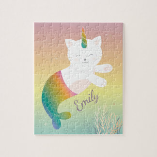 Puzzle Magical Mermaid Kitty Rainbow Glitter Personalized