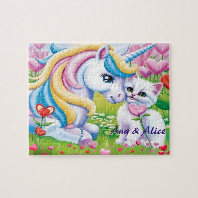Puzzle Magical Unicorn & Cute Kitten Love Art  (Horizontal)
