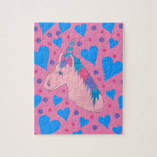 Puzzle Magique rose Unicorne mythique Cheval Coeur point