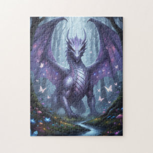 Puzzle Magnifique dragon violet dans la forêt