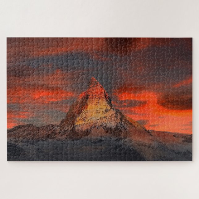Puzzle Magnifique matterhorn ciel rouge paysage (Horizontal)