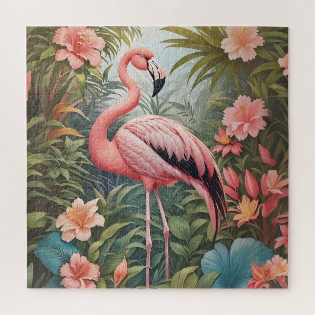 Puzzle Magnifique oiseau de Flamant rose rose tropical (Vertical)