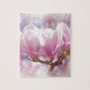 Puzzle Magnolia rose-pourpre en floraison - Fleur de prin