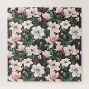 Puzzle Magnolias dessinés à la main : aquarelle transpare