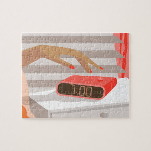 Puzzle Main des femmes poussant le bouton snooze du révei