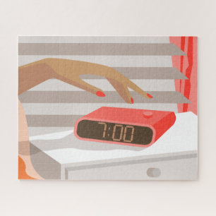 Puzzle Main des femmes poussant le bouton snooze du révei