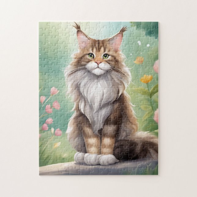 Puzzle Maine Coon Cat Art (Vertical)