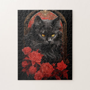 Puzzle Maine Coon chat avec fleurs