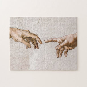 Puzzle Mains de Dieu le Père et Adam par Michel-Ange