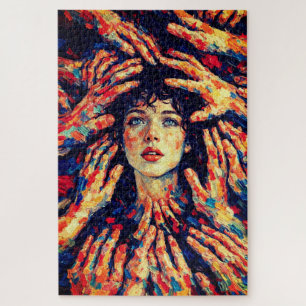 Puzzle Mains de femme couvrant le visage Émotion intense