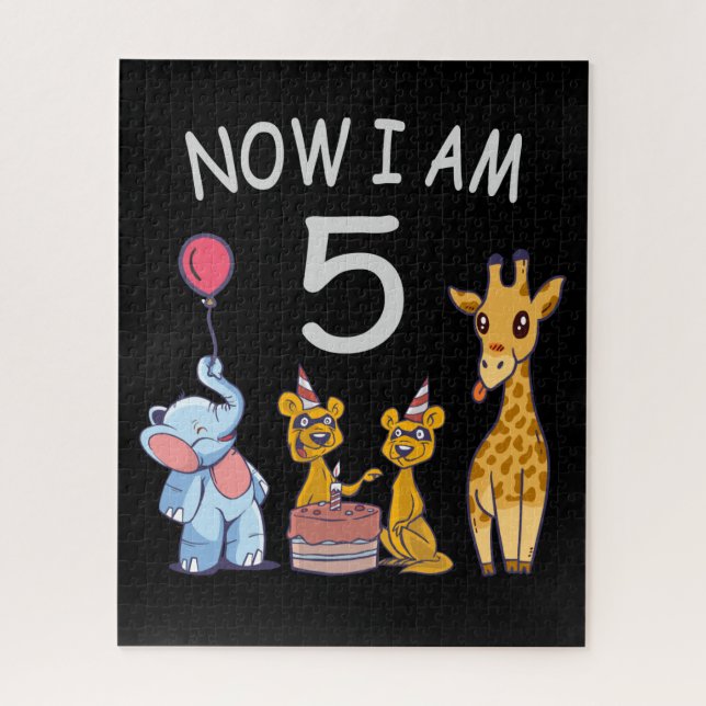 Puzzle Maintenant, j'ai 5 ans 5e anniversaire au Zoo (Vertical)